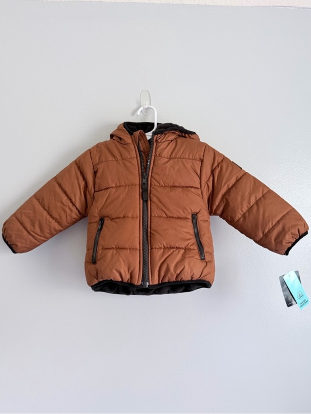 Body Glove Toddler Puffer Jacket 24M Brown Hooded Full Zip NWT Warm Winter Coat
